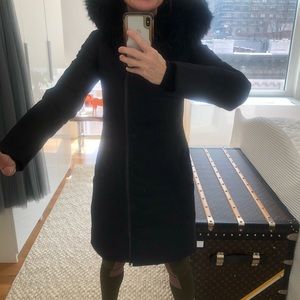 Aritzia Black Puffer Coat with Fur Hood